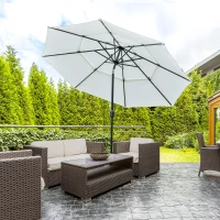 Outsunny 9FT 3 Tiers Patio Umbrella Outdoor Market Umbrella with Crank, Push Button Tilt for Deck, Backyard and Lawn, Cream White(m-8)
