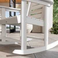 Outsunny 2 Pieces Outdoor Rocking Chairs, HDPE Patio Rockers with 28" High Back, Wide Armrests for Porch Backyard, White(m-9)