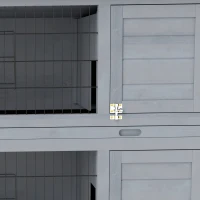 PawHut 2 Tier Wooden Rabbit Hutch Bunny Pet House Wooden Coop Run, Grey(m-10)