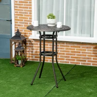Outsunny Ф31.5" Round Garden Bar Table, Cast Aluminum Frame Patio Bar Height Desk w/ Umbrella Hole for Patio, Garden, Balcony, Bronze(m-8)