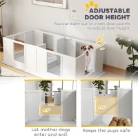 PawHut Double Room Design Whelping Box for Dogs with Whelping Pad, Clear Panels, Adjustable Entrance, for Small Dogs(m-5)