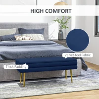 HOMCOM 39" Storage Ottoman, Velvet End of Bed Bench with Steel Legs, Foot Stool with Storage for Bedroom, Living Room(m-4)