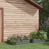 Outsunny Set of 2 Raised Garden Bed, Steel Elevated Planter Box for Flowers, Herbs, Succulents, 39"x39"x12", Dark Grey(m-1)