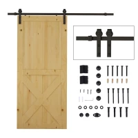 HOMCOM 6.6FT CARBON STEEL Sliding Wood Barn Door Hardware Track Set Door System Carbon Steel J Shape Roller(m-2)