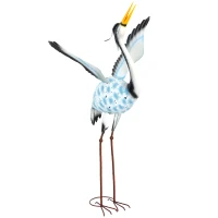Outsunny Flying Crane Garden Statue, 42.5" Standing Lawn Ornament, Steel Garden Decor Bird Statue with Stakes for Lawn Patio Backyard Decoration, Mixed Colour(m-11)