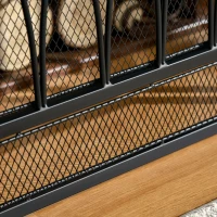 HOMCOM 3-Panel Metal Mesh Fireplace Screen, Decorative Fire Spark Guard Cover, 49.5" x 31.5"for Living Room Home Decor, Black(m-7)