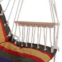 Outsunny Patio Hammock Chair, Portable Hanging Cotton Rope Hammock Swing Chair Sleeping Bed Seat with Footrest for Outdoor Garden Yard Camping Red(m-7)