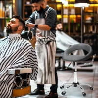 HOMCOM Modern Hydraulic Moon Salon Stool Rolling Swivel Chair Massage Spa Tattoo Pub Bar Stool, Grey(m-7)