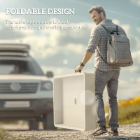 Outsunny 3.4ft Folding Ice Cooler Table with Drain, Fill and Chill Table Outdoor Table Cooler with Storage Shelf, Drink Cooler for Parties Picnic BBQ Camping Wedding, Tan(m-5)