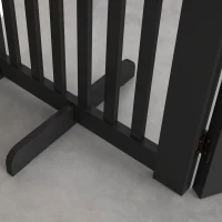 PawHut 4 Panel Free Standing Wooden Pet Gate with Open Door Black(m-10)