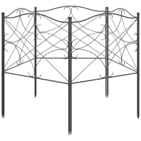 Outsunny 5 Pack Garden Fencing Linear Length 10 Feet Decorative Outdoor Fence Panels, Rustproof Metal Wire Border Edging Animal Barrier, 24 x 31-Inch per Piece, Black(m-11)