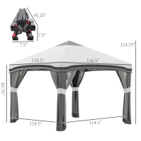 Outsunny 10' x 10' Pop Up Canopy Tent with Netting, Instant Tents for Parties, Height Adjustable, with Wheeled Carry Bag and 4 Sand Bags for Outdoor, Garden, Patio, Gray(m-3)