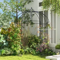 Outsunny Birdcage Shape Arbour, Metal Garden Arbour Pergola Pavilion for Climbing Plants, Lights, French Style Arch Trellis(m-8)