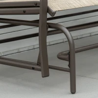 Outsunny Outdoor Glider Bench with Center Table, Metal Frame Patio Loveseat with Breathable Mesh Fabric and Armrests for Backyard Garden Porch, Brown(m-8)