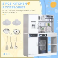 Qaba Play Kitchen, Kids Kitchen Playset w/ Lights, Sounds, Running Water, Coffee Machine, Ice Maker & Microwave for 3-8 Years(m-7)