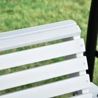 Outsunny 2 to 3 Seater Porch Swing Wood Patio Swing Chair Swing Bench with Foldable Table, Cup Holders, Steel Chains, White(m-9)