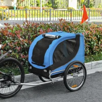 Aosom Dog Bike, Trailer Foldable Pet Cart, Bicycle Wagon, Cargo Carrier Attachment for Travelling w/ Safety Anchor, Blue(m-8)