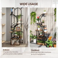 Outsunny Plant Stand Indoor, 8 Tier 62" S-Shaped Plant Shelf, Corner Plant Rack for Multiple Plants, Carbonised Finish(m-7)