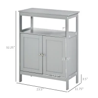 kleankin Freestanding Modern Bathroom Storage Cabinet, with Doors and Open Shelf, Bathroom Organizer Furniture, Grey(m-3)