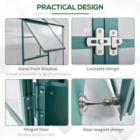 Outsunny 8' x 6' Greenhouse for Outdoors, Polycarbonate Greenhouse with Roof Vent and Rain Gutter, Aluminum Walk-in Green House for Outside for Patio Backyard Garden, Green(m-5)