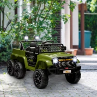 Qaba 12V 4WD/2WD Kids Electric Car w/ Remote Control, Spring Suspension, Back Trailer, Light, Music, Soft Start, Dark Green(m-8)