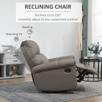 HOMCOM Rocker Recliner Chair with Overstuffed Back and Seat, Faux Leather Manual Reclining Chair with Footrest and 360 Swivel Rotation Base for Living Room, Brown(m-4)