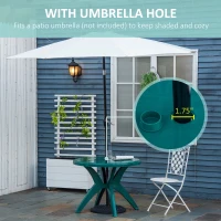 Outsunny 36.25" Dia Round Plastic Patio Table with Umbrella Hole, Outdoor Bistro Dining Table, for Bar, Garden, Backyard, Poolside, Yard, Green(m-4)