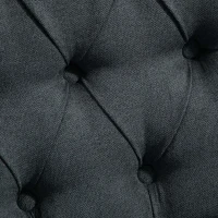 HOMCOM Fabric Bar Stool Set of 2, Tall 29.5" Seat Height Bar Chairs with Tufted Back & Wood Legs, Dark Grey(m-10)