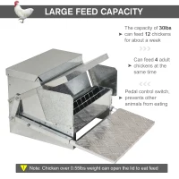 PawHut 25 lbs Capacity Automatic Chicken Poultry Feeder with a Galvanized Steel and Aluminium Build, Weatherproof Design(m-4)