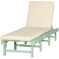 Outsunny Wooden Folding Chaise Lounge, Outdoor Chaise Lounge Chair, Garden Reclining Tanning Chair with 4 Adjustable Back Soft Cushions, Green(m-11)