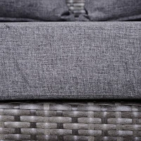 Outsunny 5PC Patio Furniture Set Outdoor Garden Rattan Wicker Sofa Cushioned Half-Moon Seat Deck with Pillow, Table, Grey(m-9)