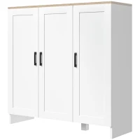 HOMCOM Modern Sideboard Cabinet with Adjustable Shelves, 3 Doors for Modern Kitchen & Dining Room, Ideal for Homeowners, White(m-2)