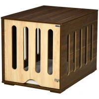 PawHut Furniture Style Dog Crate End Table with Removable Door Panel, Dog Crate Bed with Foam Cushion, Safety Lock, Indoor Use, for Small & Medium Dogs, Brown(m-11)