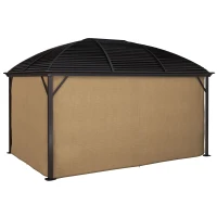 Outsunny 10' x 14' Hardtop Gazebo with Curtains, Netting, Pavilion with Steel Roof Ceiling Hook for Garden Patio, Brown(m-1)