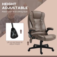 Vinsetto 6 Point Vibrating Massage Office Chair with Heat, Microfiber Massage Desk Chair with Reclining Backrest, Dark Brown(m-5)