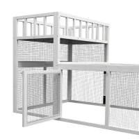 PawHut 7.3' x 3.6' Wooden Chicken Coop Combinable Design with Storage Shelf for 2-4 Chickens, Ducks, Goose, Rabbits, White(m-10)