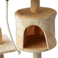 PawHut 45" Plush Sturdy Interactive Cat Condo Tower Scratching Post Activity Tree House - Beige/ White(m-8)