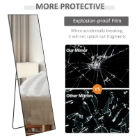 HOMCOM Full Length Glass Mirror, Freestanding or Wall Mounted Dress Mirror for Bedroom, Living Room, Bathroom, 19.75" x 63.5", Black(m-7)
