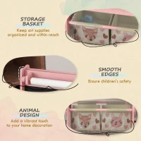 Qaba Art Easel for Kids with Paper Roll, Blackboard, Whiteboard, Storage, Pink(m-5)