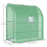 Outsunny 7' x 3' x 7' Outdoor Lean-to Walk-In Greenhouse w/ Roll-up Mesh Windows, Zipper Door and 3-Tier Shelves, Green(m-3)