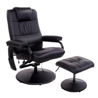HOMCOM Massaging Faux Leather Recliner Chair and Ottoman Set, Swivel Vibration Massage Lounge Chair with Remote Control for Living Room, Bedroom, or Office, Black(m-1)