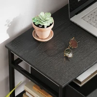 HOMCOM 47" Small Computer Desk, Writing Desk with Fabric Drawers, Home Office Desk with Adjustable Shelves, Black(m-9)