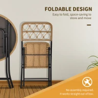 Outsunny 3PC Rattan Wicker Bistro Set w/ Folding Design, Hand Woven Rattan Table and Chairs for Outdoor, Natural(m-5)