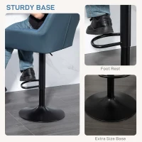 HOMCOM Swivel Barstools Set of 2 Adjustable Bar Stools with Footrest Armrests and PU Leather Back for Dining Room Dark Blue(m-7)