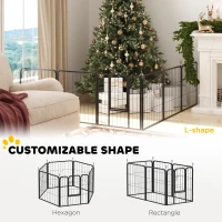 PawHut 6 Panels Heavy Duty Dog Playpen Outdoor Indoor with Door & Strap, 24" Height Portable & Foldable Pet Playpen(m-4)