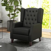 HOMCOM Faux Leather Armchair, Modern Accent Chair with Thick Padding for Living Room, Bedroom, Home Office, Black(m-8)