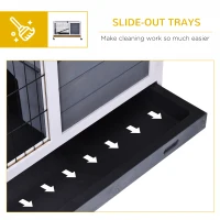 PawHut Wooden Indoor Rabbit Hutch Elevated Cage Habitat with Enclosed Run with Wheels, Ideal for Rabbits and Guinea Pigs, White(m-6)