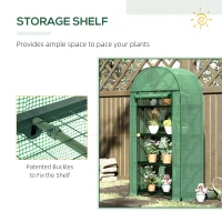 Outsunny Outdoor Mini Greenhouse, Portable Green House with Storage Shelves, Zippered Door, PE Cover, 31.5" x 19.3" x 63", Green(m-6)