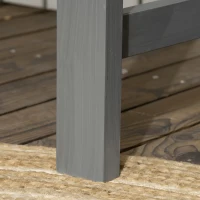 Outsunny Outdoor Wooden Bench, Patio Loveseat Chair with Stylish Pattern Backrest and Armrests for Yard, Lawn, Porch, Dark Gray(m-10)