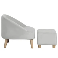 Qaba Kids Sofa Set, Toddler Chair, Sofa & Ottoman for Bedroom, Playroom, Children's Couch for 3-5 Years, Grey(m-8)